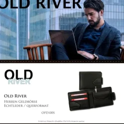 Old River Leder schwarz, gelb Herren Geldbeutel Portemonnaie OPD100S