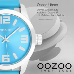 Oozoo Damen Armbanduhr JR Analog Metall hellblau UOJR320