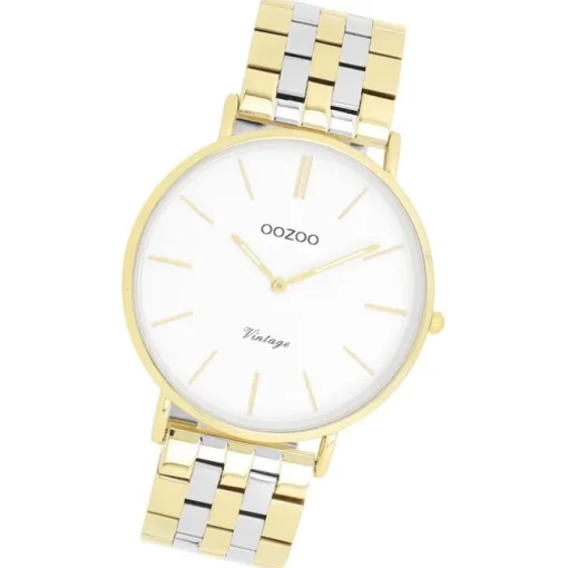 Oozoo Damen Armbanduhr OOZOO Vintage Analog Metallband silber gold UOC20402