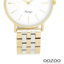 Oozoo Damen Armbanduhr OOZOO Vintage Analog Metallband silber gold UOC20407