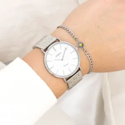 Oozoo Damen Armbanduhr OOZOO Vintage Analog Metallband silber UOC20400