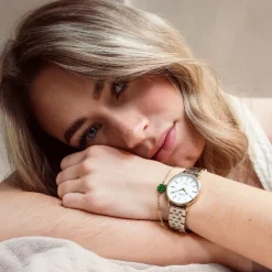 Oozoo Damen Armbanduhr OOZOO Vintage Analog Metallband silber gold UOC20407