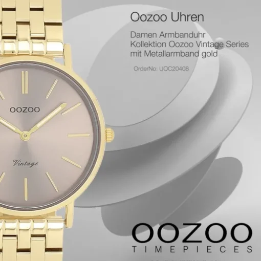Oozoo Damen Armbanduhr OOZOO Vintage Analog Metallband gold UOC20408