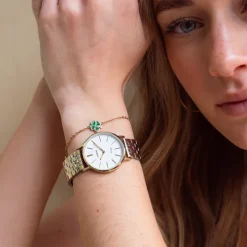 Oozoo Damen Armbanduhr OOZOO Vintage Analog Metallband silber gold UOC20407