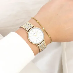 Oozoo Damen Armbanduhr OOZOO Vintage Analog Metallband silber gold UOC20407