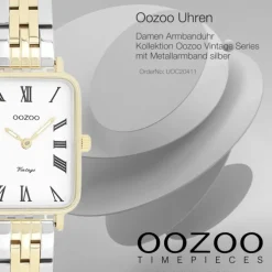 Oozoo Damen Armbanduhr OOZOO Vintage Analog Metallband silber gold UOC20411