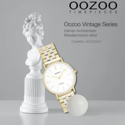 Oozoo Damen Armbanduhr OOZOO Vintage Analog Metallband silber gold UOC20407
