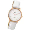 Oozoo Damen Armbanduhr rosegold Ultra Slim Quarz C9317 Lederarmband weiß UOC9317