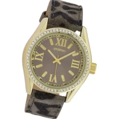 Oozoo Damen Armbanduhr Timepieces Analog Leder hellbraun schwarz UOC10225