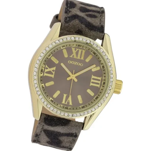 Oozoo Damen Armbanduhr Timepieces Analog Leder hellbraun schwarz UOC10225