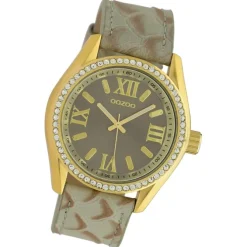Oozoo Damen Armbanduhr Timepieces Analog Leder grau hellbraun UOC10272