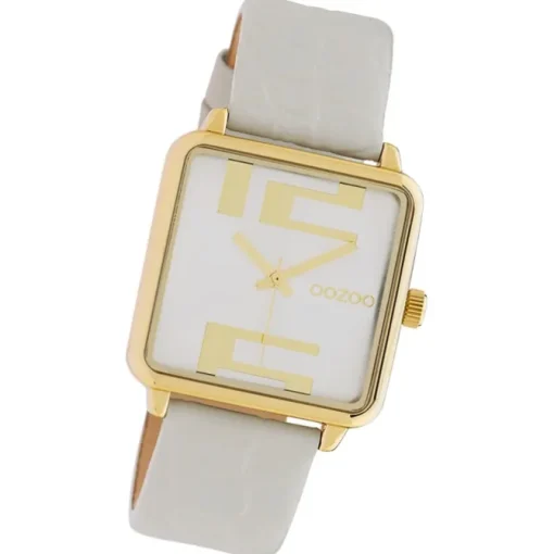 Oozoo Damen Armbanduhr Timepieces Analog Leder hellgrau UOC10365