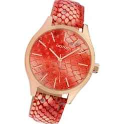 Oozoo Damen Armbanduhr Timepieces Analog Leder rot hellrose UOC10431