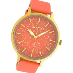 Oozoo Damen Armbanduhr Timepieces Analog Leder pfirsichrosa UOC10660