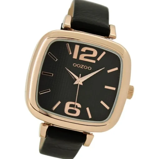 Oozoo Damen Armbanduhr Timepieces Analog Leder schwarz UOC9184A