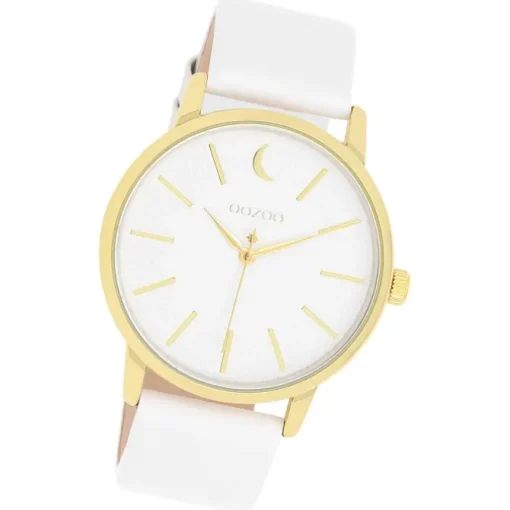 Oozoo Damen Armbanduhr Timepieces Analog Leder weiß UOC11156