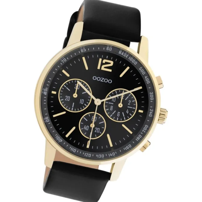 Oozoo Damen Armbanduhr Timepieces gold Leder schwarz UOC10841