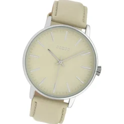 Oozoo Damen Armbanduhr Timepieces Analog Leder hellgrau UOC10041