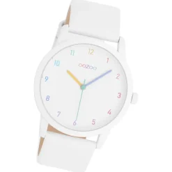 Oozoo Damen Armbanduhr Timepieces Analog Leder weiß UOC11059