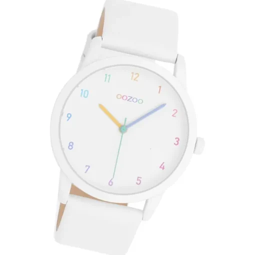 Oozoo Damen Armbanduhr Timepieces Analog Leder weiß UOC11059