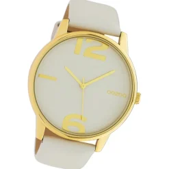 Oozoo Damen Armbanduhr Timepieces Analog Leder hellgrau UOC10370
