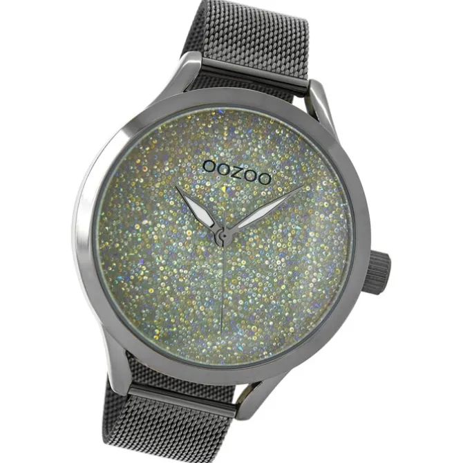 Oozoo Damen Armbanduhr Timepieces Analog Metall titan dunkelgrau UOC10652