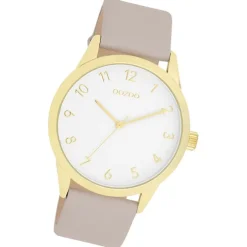 Oozoo Damen Armbanduhr Timepieces Analog Leder hellgrau taupe UOC11327