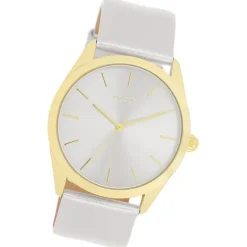Oozoo Damen Armbanduhr Timepieces Analog Leder silber UOC11330