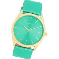 Oozoo Damen Armbanduhr Timepieces Analog Leder aquagrün UOC11339