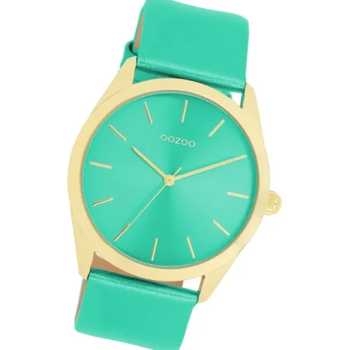 Oozoo Damen Armbanduhr Timepieces Analog Leder aquagrün UOC11339