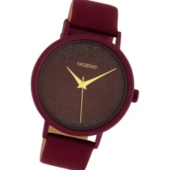 Oozoo Damen Armbanduhr Timepieces Analog Leder bordeauxrot UOC10584