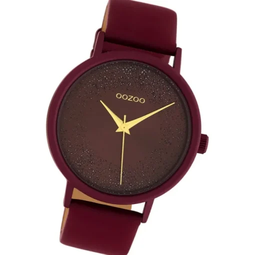 Oozoo Damen Armbanduhr Timepieces Analog Leder bordeauxrot UOC10584