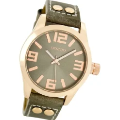 Oozoo Damen Armbanduhr Timepieces Analog Leder dunkelgrün UOC8016A