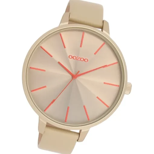 Oozoo Damen Armbanduhr Timepieces Analog Leder hellgrau UOC11251