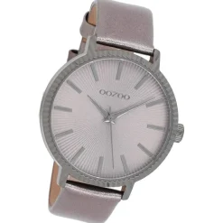 Oozoo Damen Armbanduhr Timepieces Analog Leder silber UOC9198A