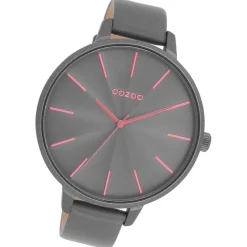 Oozoo Damen Armbanduhr Timepieces Analog Leder grau UOC11254