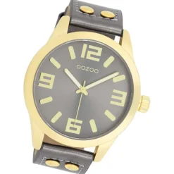 Oozoo Damen Armbanduhr Timepieces Analog Leder dunkelgrau UOC1084A