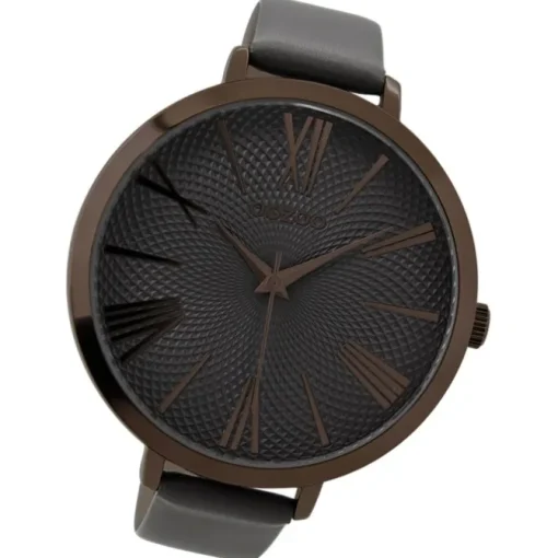 Oozoo Damen Armbanduhr Timepieces Analog Leder dunkelgrau UOC9217A