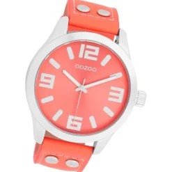 Oozoo Damen Armbanduhr Timepieces Analog Leder orange rot UOC1073A