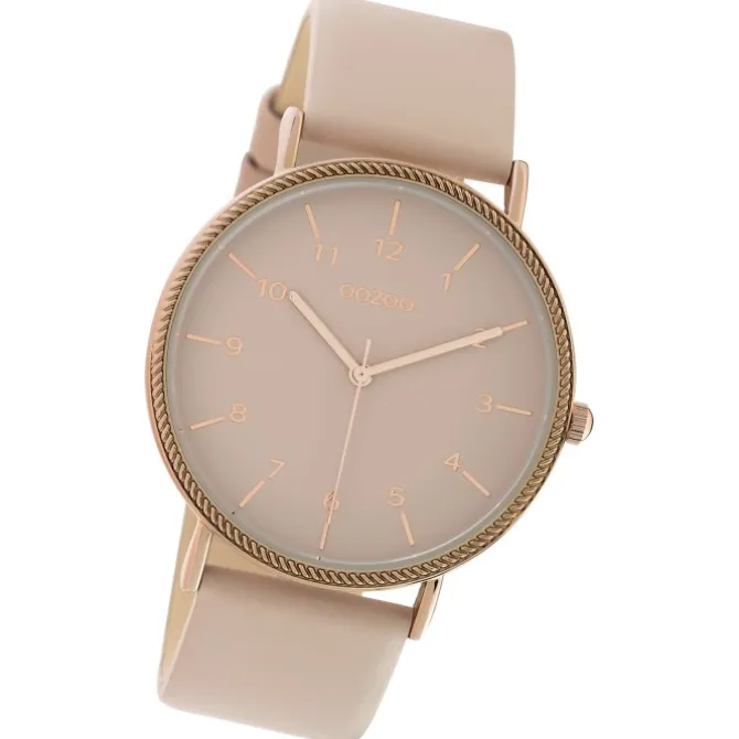 Oozoo Damen Armbanduhr Timepieces Analog Leder beige rosa UOC10820