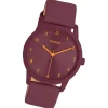 Oozoo Damen Armbanduhr Timepieces Analog Lederband lila bordeauxrot UOC11455