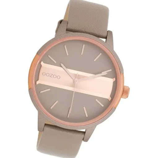 Oozoo Damen Armbanduhr Timepieces Analog Leder taupe braun UOC11153