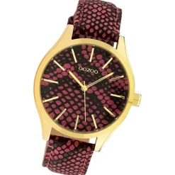 Oozoo Damen Armbanduhr Timepieces Analog Leder pink schwarz UOC10433