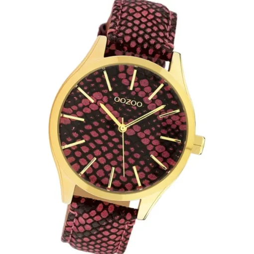 Oozoo Damen Armbanduhr Timepieces Analog Leder pink schwarz UOC10433