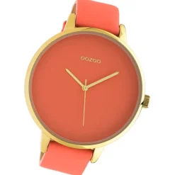 Oozoo Damen Armbanduhr Timepieces Analog Leder pfirsichrosa UOC10572