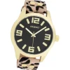 Oozoo Damen Armbanduhr Timepieces Analog Lederband beige schwarz UOC1098A