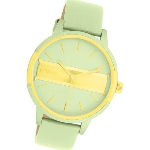 Oozoo Damen Armbanduhr Timepieces Analog Lederband hellgrün UOC11458
