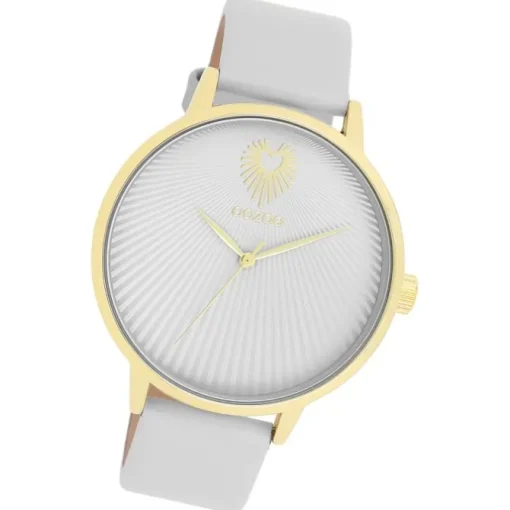 Oozoo Damen Armbanduhr Timepieces Analog Leder light grau UOC11240