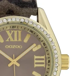 Oozoo Damen Armbanduhr Timepieces Analog Leder hellbraun schwarz UOC10225