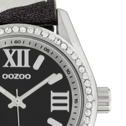Oozoo Damen Armbanduhr Timepieces Analog Leder schwarz weiß UOC10268